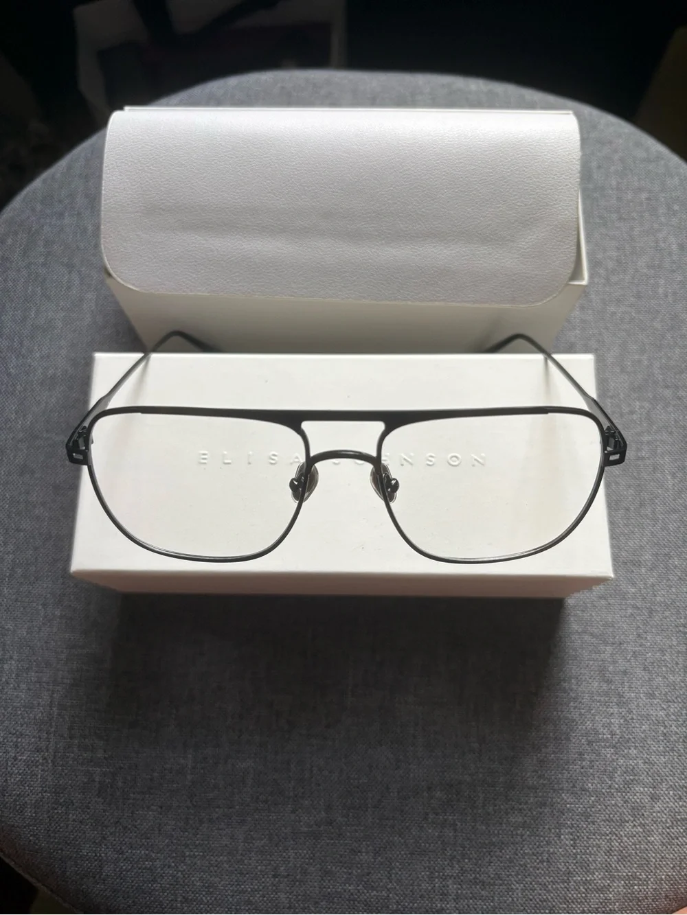 Elise Johnson Jane style Sleek Black Metal Aviator Glasses